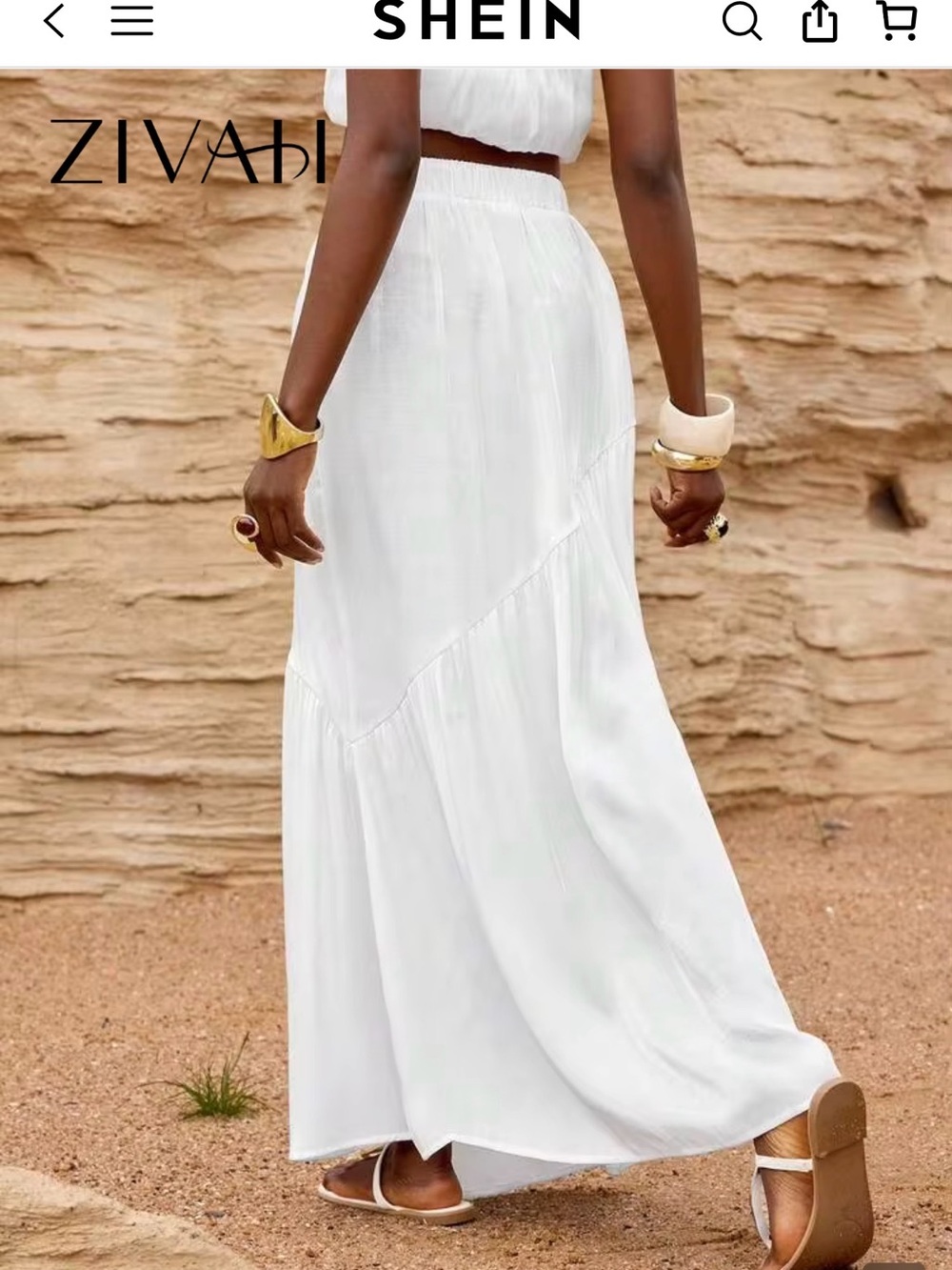 SHEIN White Tiered Maxi Skirt